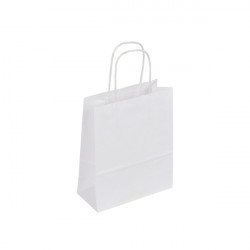 Sac kraft blanc poignées torsadées