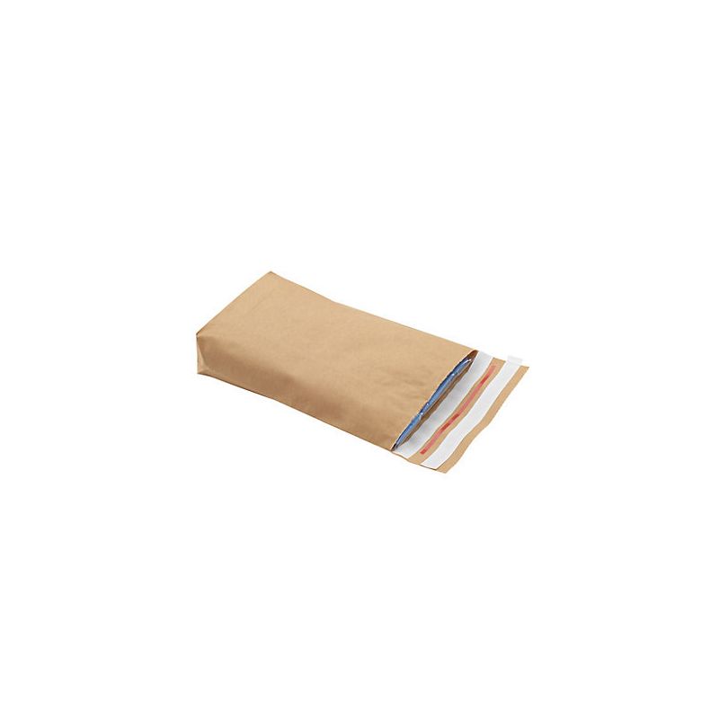 Pochette aller/retour en papier kraft avec soufflet de fond Pochette aller/retour en papier kraft avec soufflet de fond